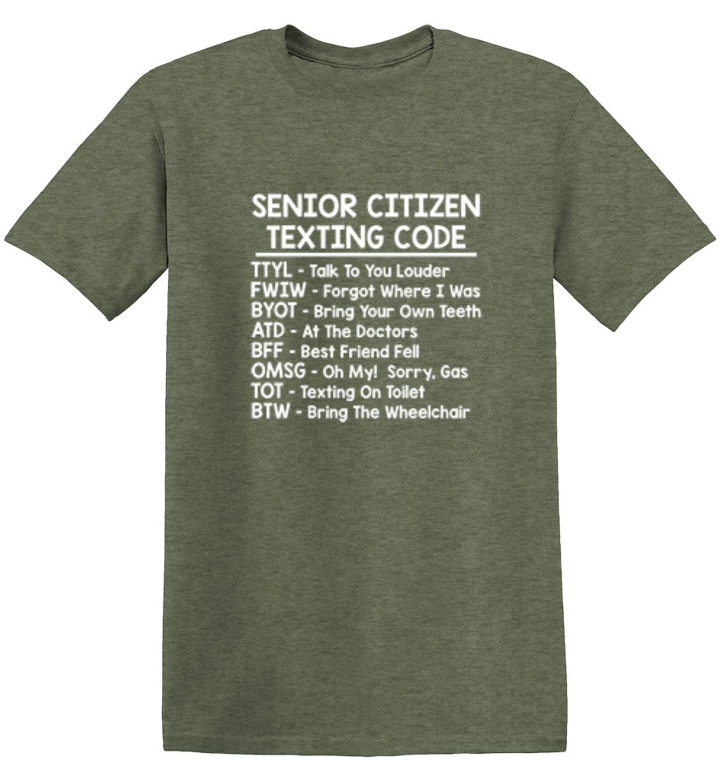Funny T-Shirts design "Senior Citizen Texting Codes"