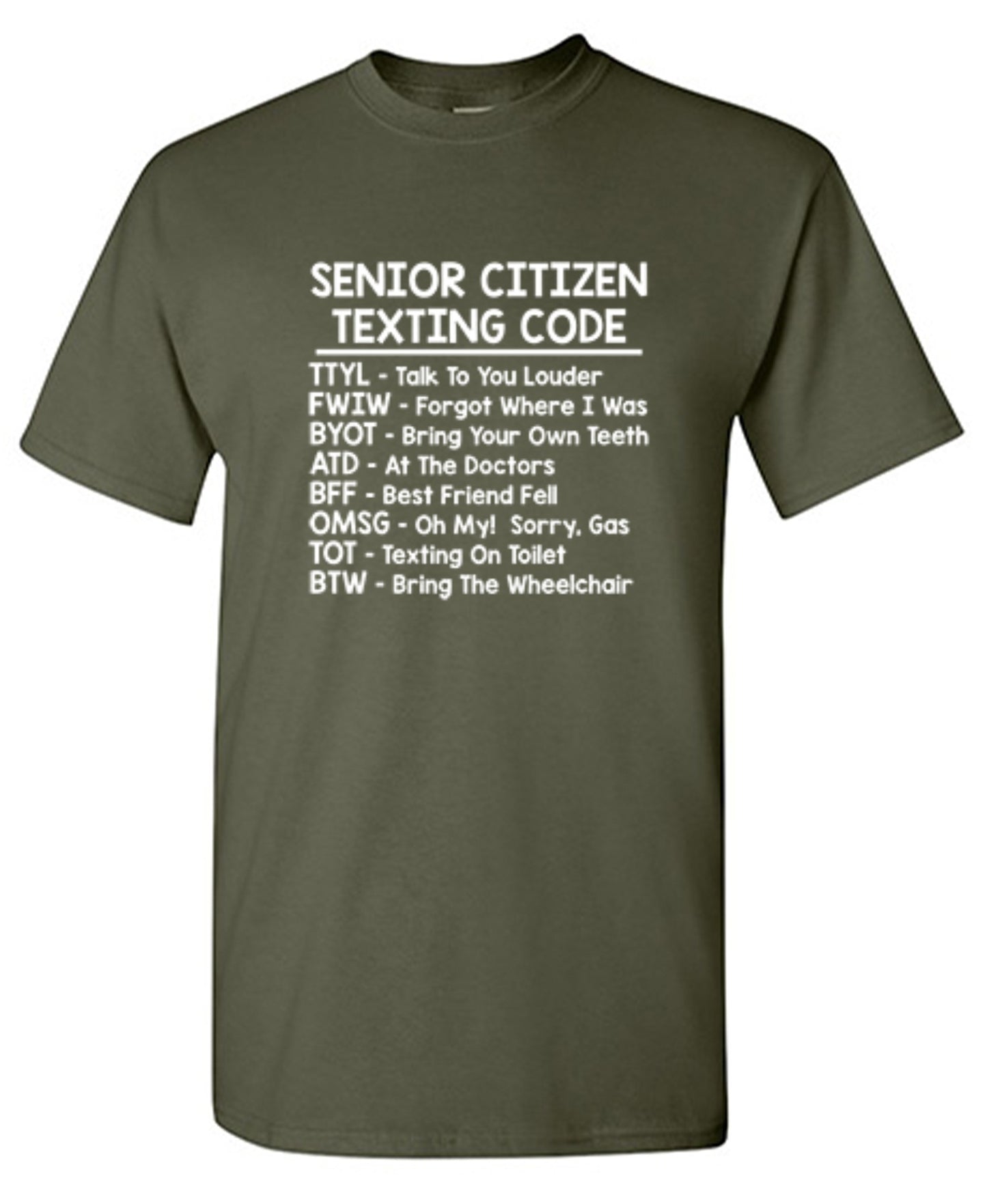 Funny T-Shirts design "Senior Citizen Texting Codes"