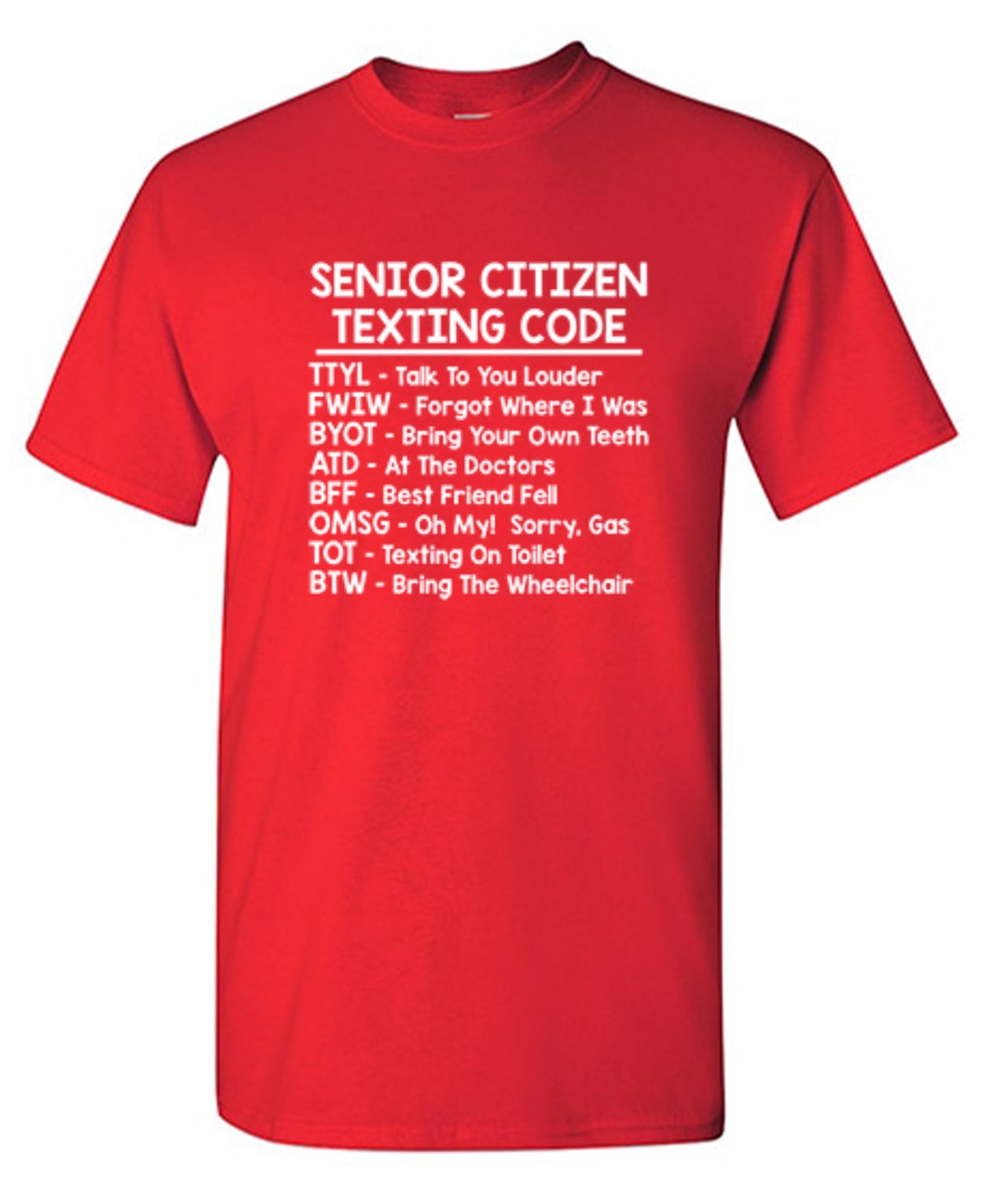 Funny T-Shirts design "Senior Citizen Texting Codes"