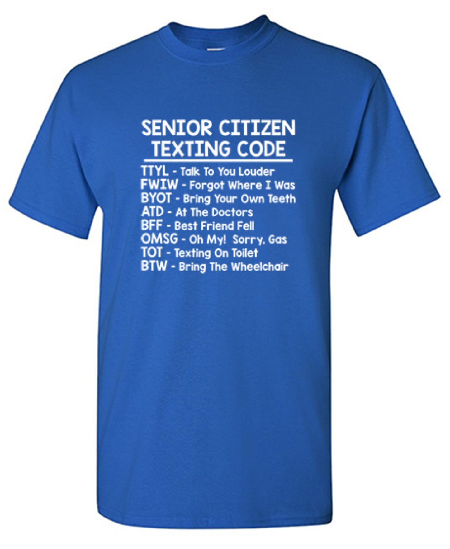 Funny T-Shirts design "Senior Citizen Texting Codes"
