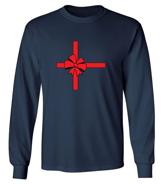 Funny T-Shirts design "Christmas Bow - Long Sleeve"
