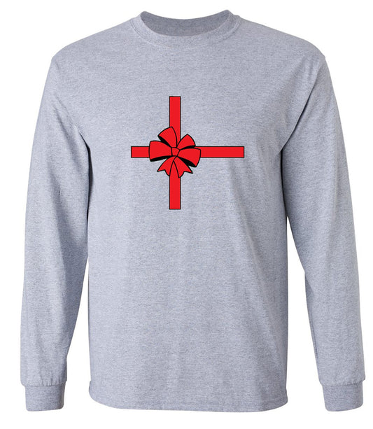 Funny T-Shirts design "Christmas Bow - Long Sleeve"