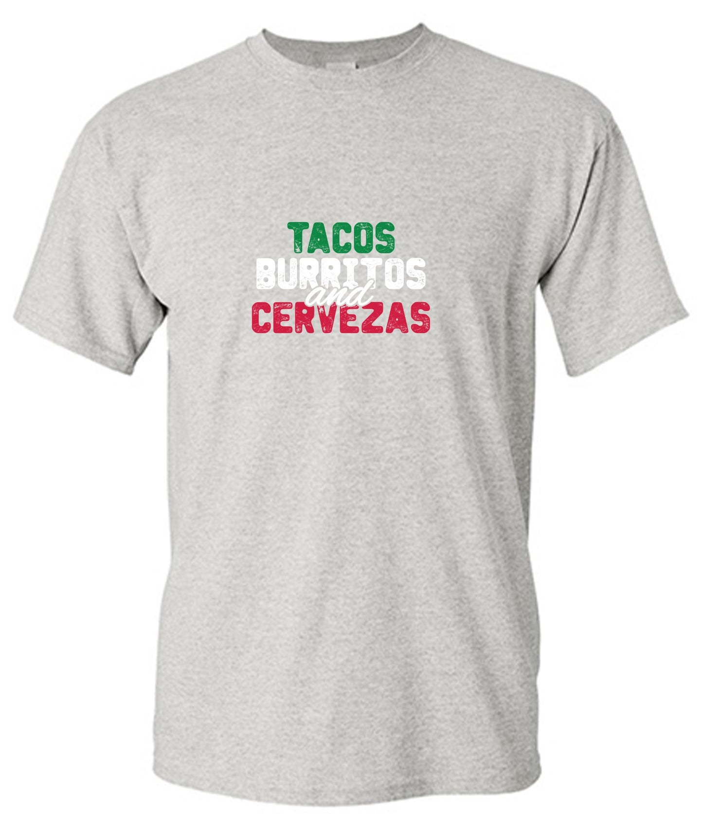 Funny T-Shirts design "Tacos Burritos and Cervezas Funny T-Shirt"