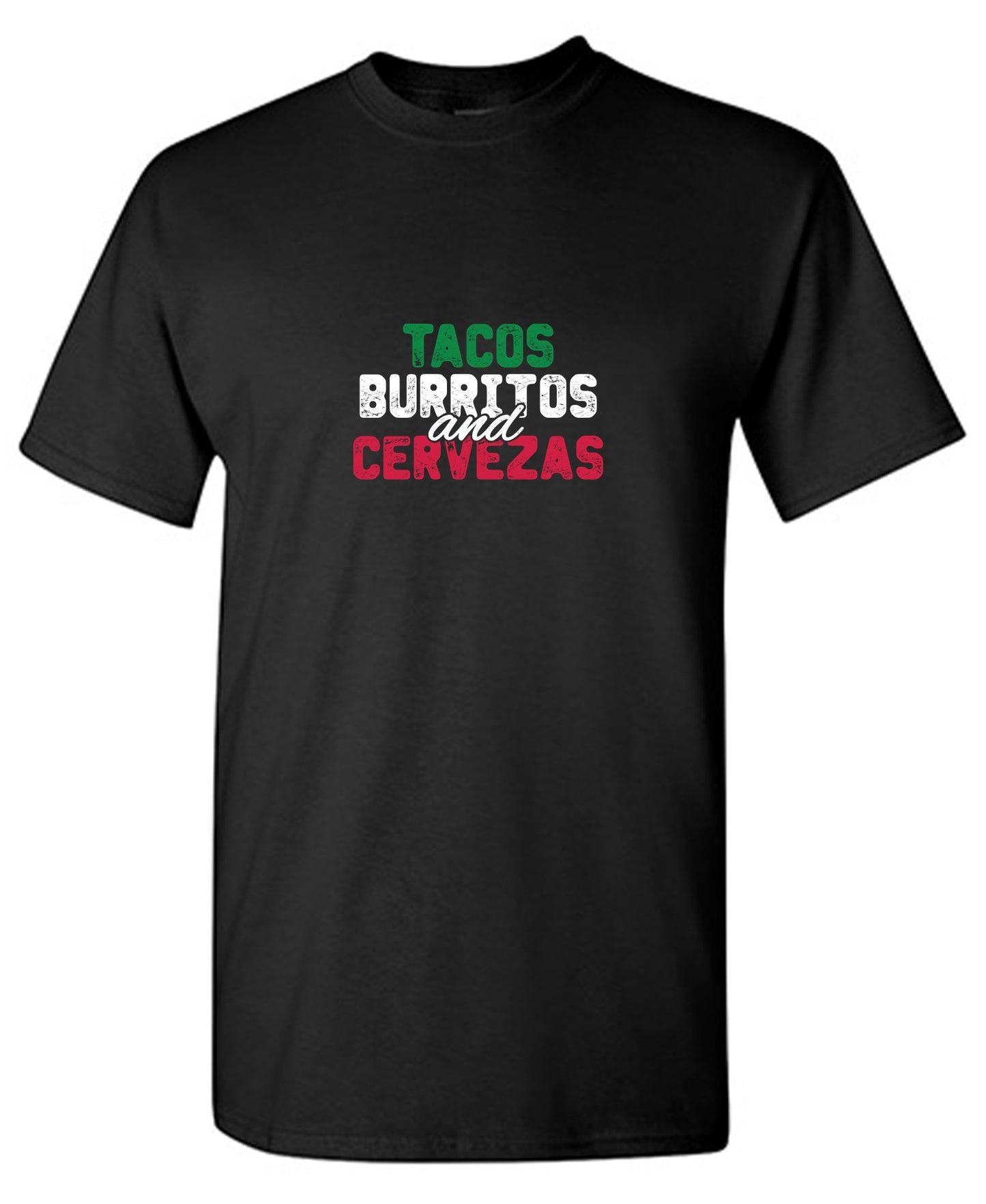 Funny T-Shirts design "Tacos Burritos and Cervezas Funny T-Shirt"