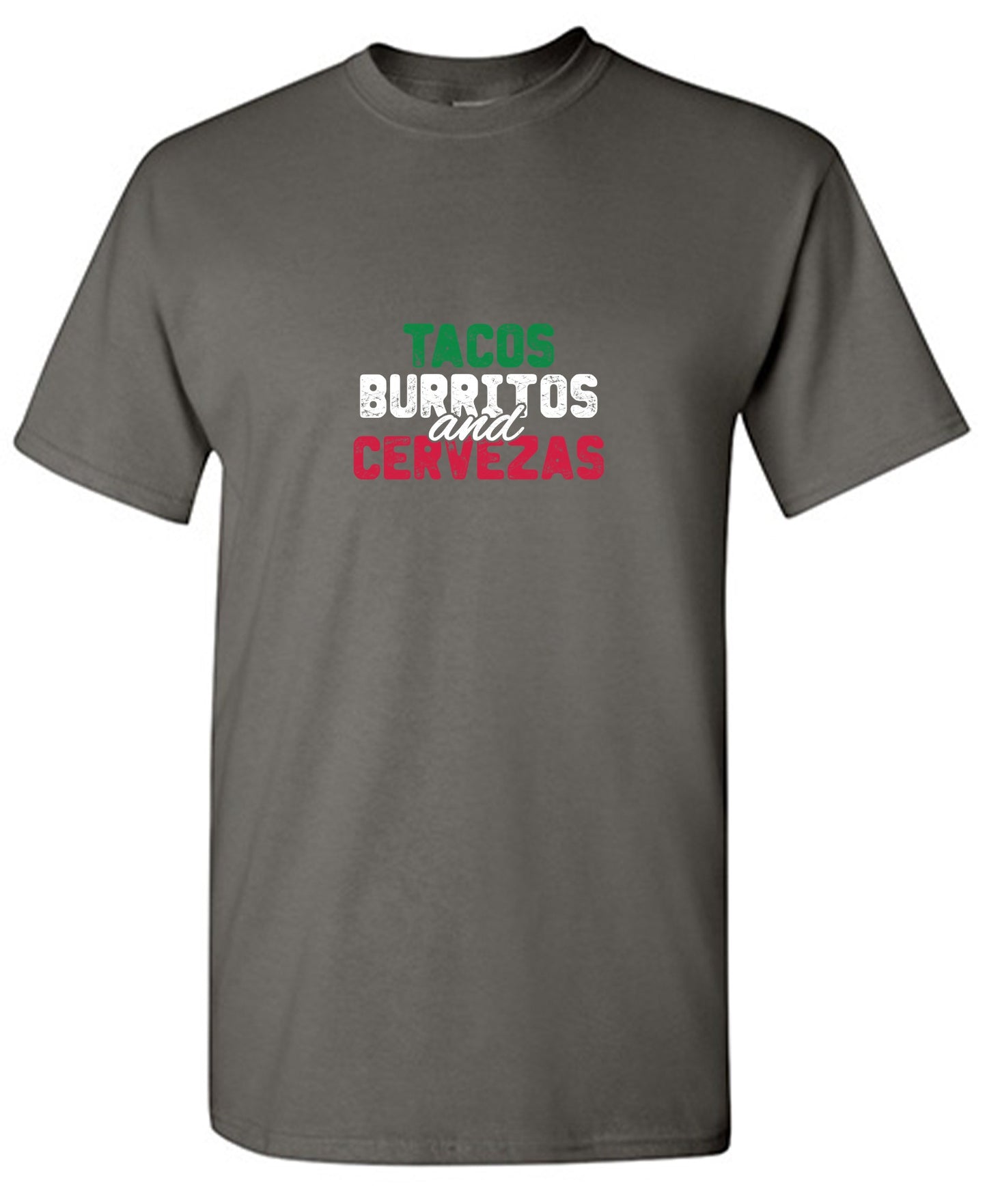 Funny T-Shirts design "Tacos Burritos and Cervezas Funny T-Shirt"
