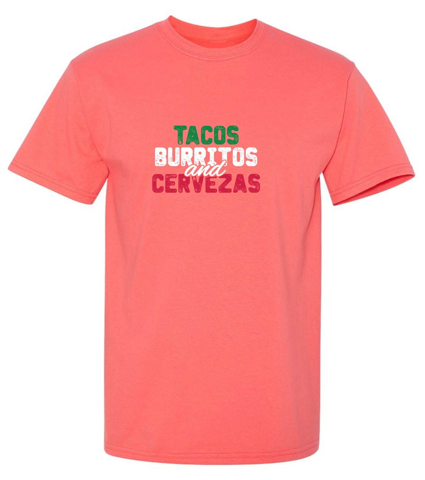 Funny T-Shirts design "Tacos Burritos and Cervezas Funny T-Shirt"