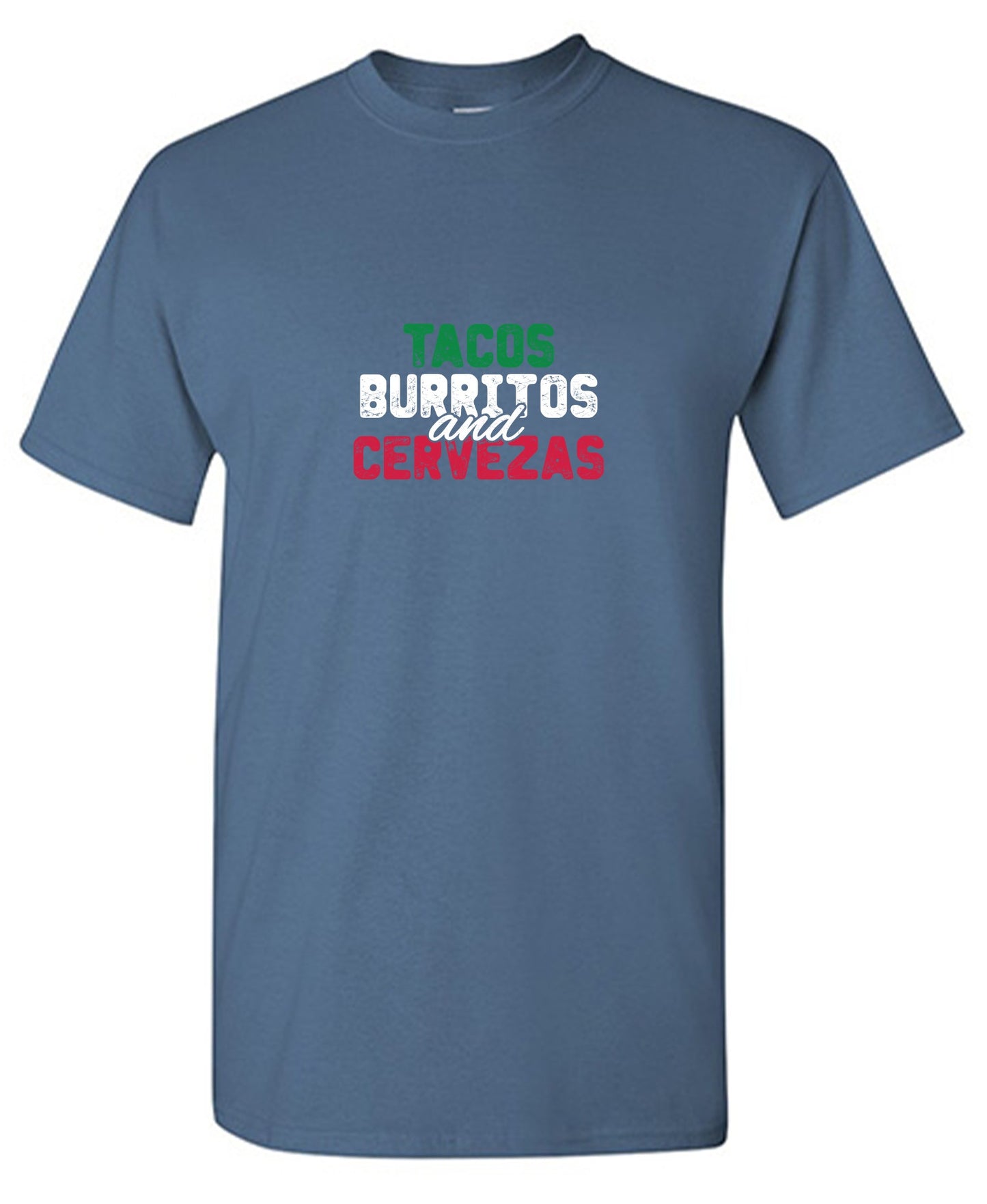 Funny T-Shirts design "Tacos Burritos and Cervezas Funny T-Shirt"