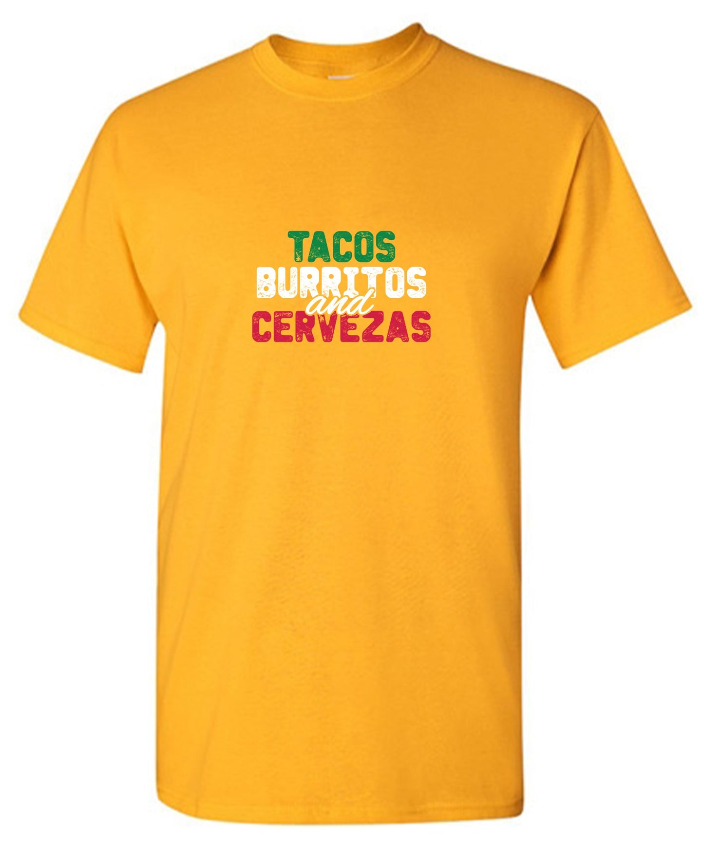 Funny T-Shirts design "Tacos Burritos and Cervezas Funny T-Shirt"