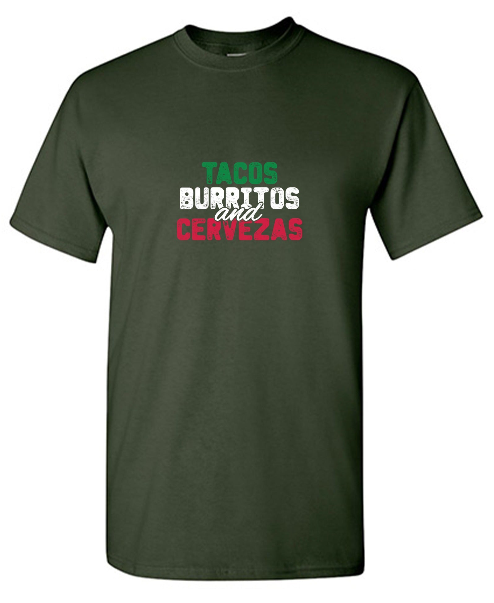 Funny T-Shirts design "Tacos Burritos and Cervezas Funny T-Shirt"