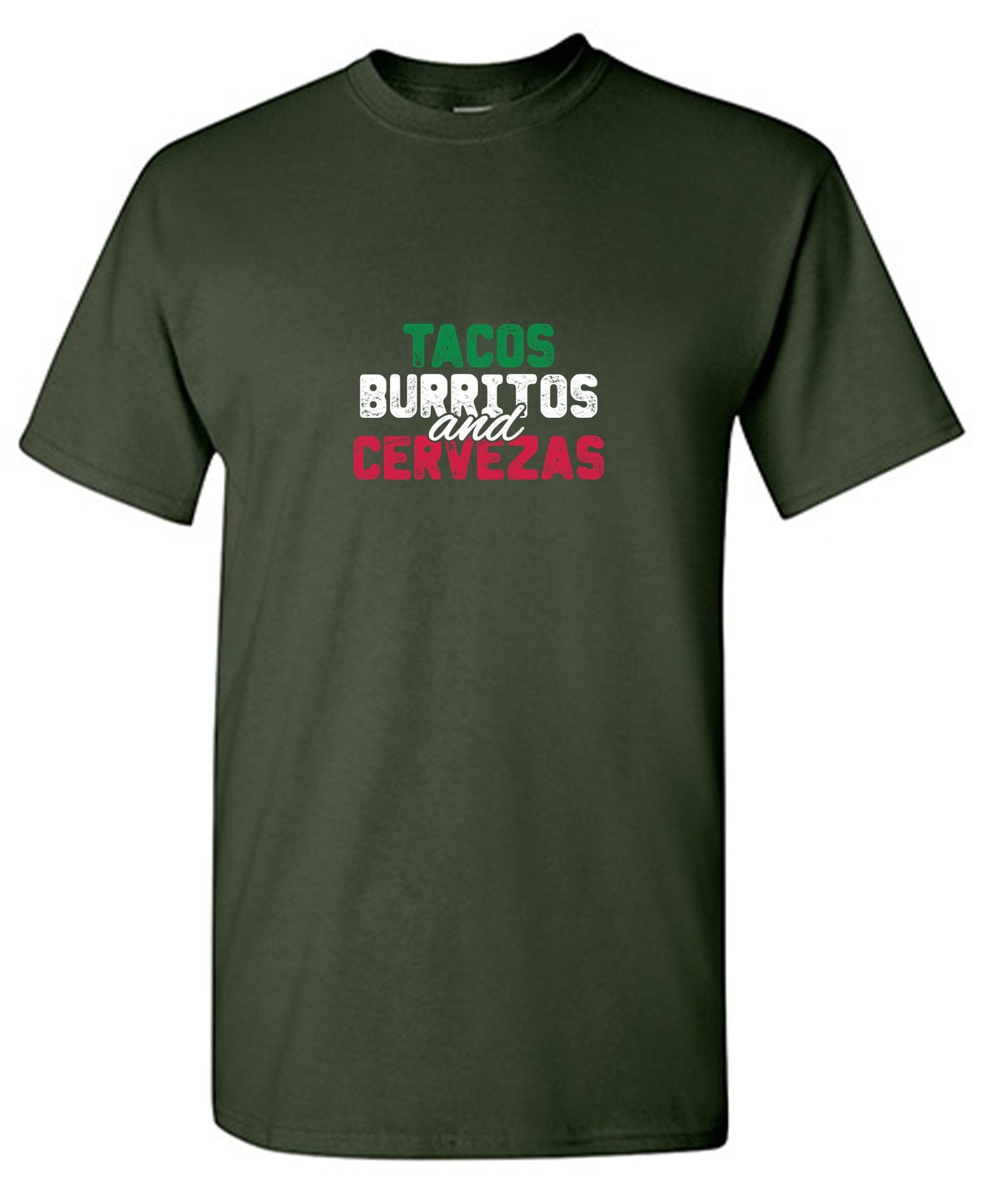 Funny T-Shirts design "Tacos Burritos and Cervezas Funny T-Shirt"