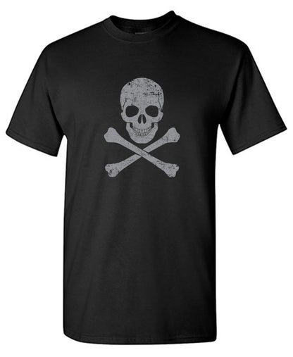 Funny T-Shirts design "Grey Skull & Bones Mens T-Shirt"