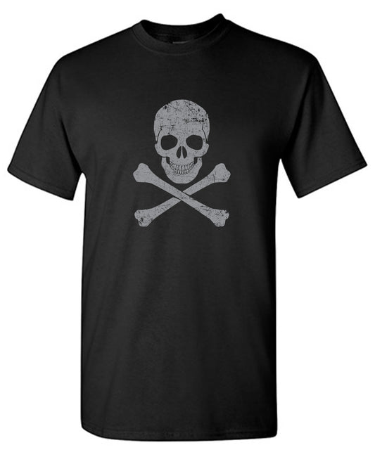 Funny T-Shirts design "Grey Skull & Bones Mens T-Shirt"