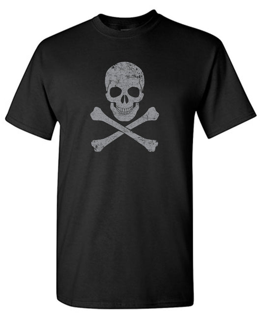 Funny T-Shirts design "Grey Skull & Bones Mens Tee"