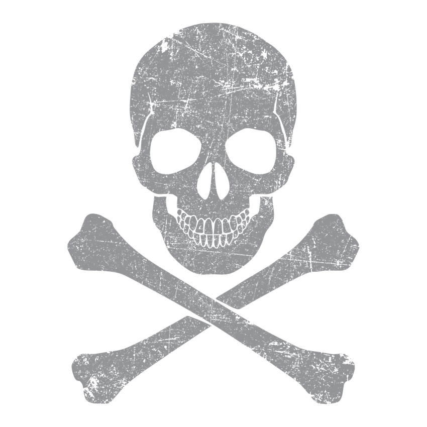 Funny T-Shirts design "Grey Skull & Bones Mens T-Shirt"