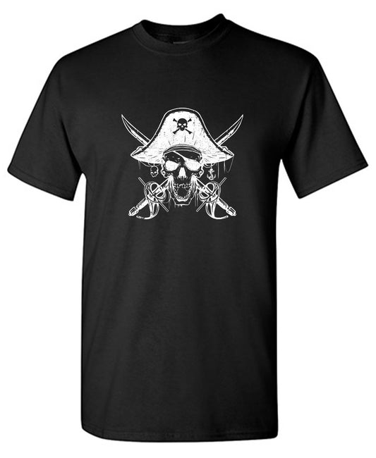 Funny T-Shirts design "Skull Bones Pirate with Hat Mens T-Shirt"