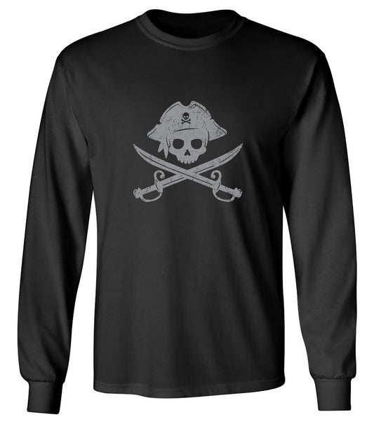 Funny T-Shirts design "Cross Swords Pirate T-Shirt - Long Sleeve"