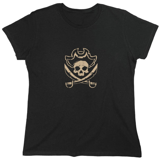 Funny T-Shirts design "Skull with Scar Pirate t-shirt - Womens"