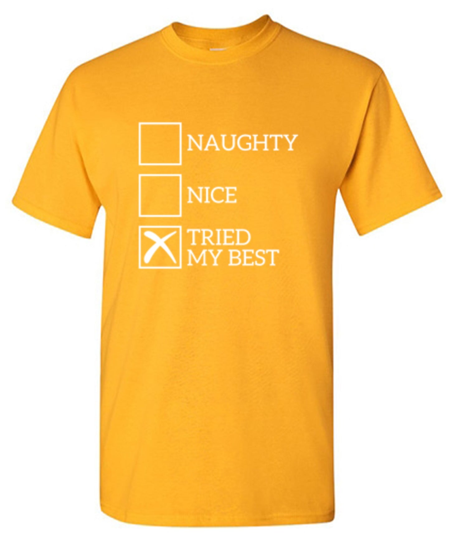 Funny T-Shirts design "Naughty Nice Tried My Best T-Shirt"