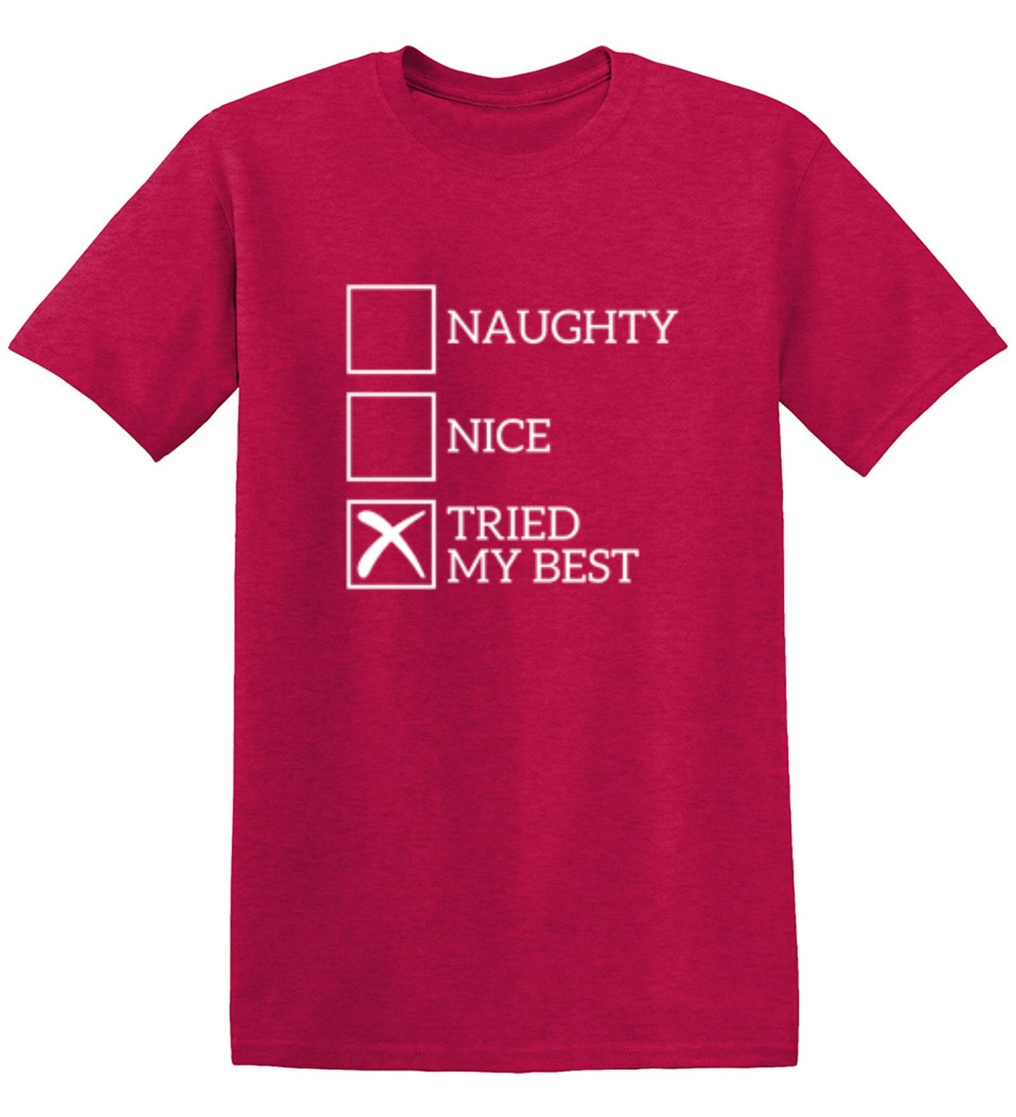 Funny T-Shirts design "Naughty Nice Tried My Best T-Shirt"