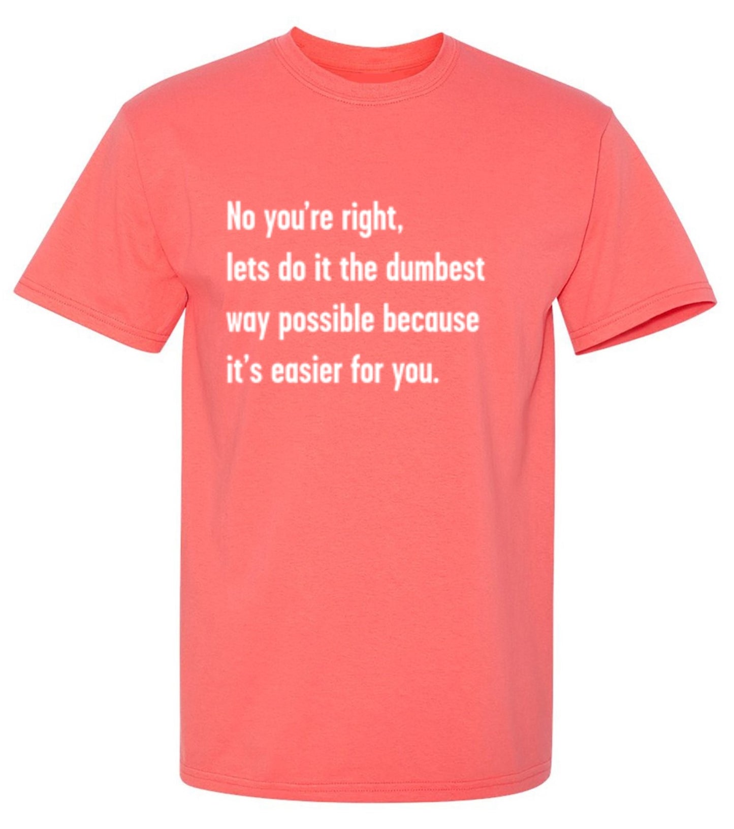 Funny T-Shirts design "No You're right, Lets Do It The Dumbest Way Possible Because It's Easier For You"