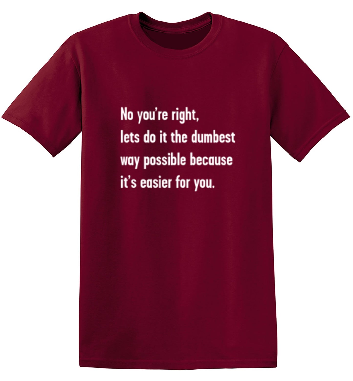 Funny T-Shirts design "No You're right, Lets Do It The Dumbest Way Possible Because It's Easier For You"