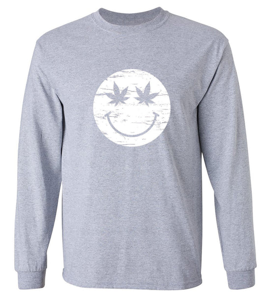 Funny T-Shirts design "Weed Smile Face  T-Shirt - Long Sleeve"