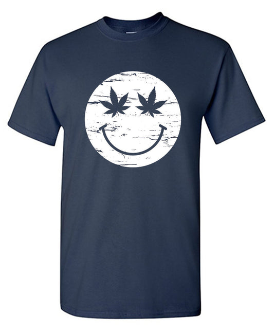 Funny T-Shirts design "Weed Smile Face  T-Shirt - Ring Spun Tee"