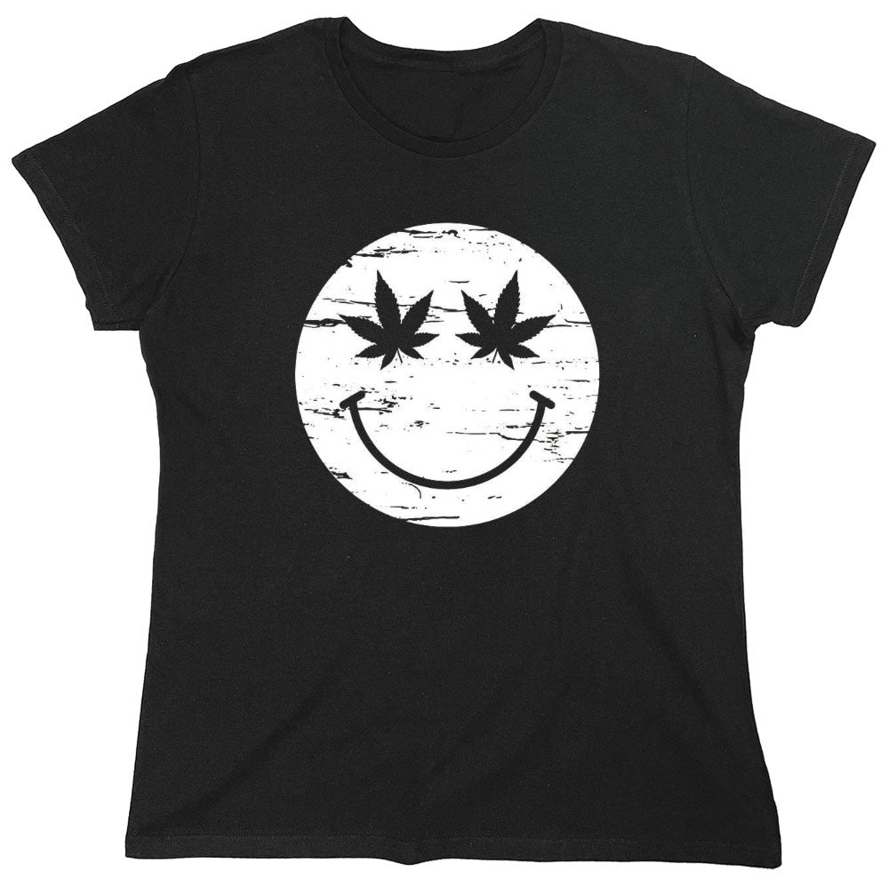 Funny T-Shirts design "Weed Smile Face  T-Shirt - Womens"