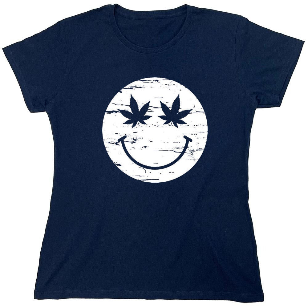 Funny T-Shirts design "Weed Smile Face  T-Shirt - Womens"