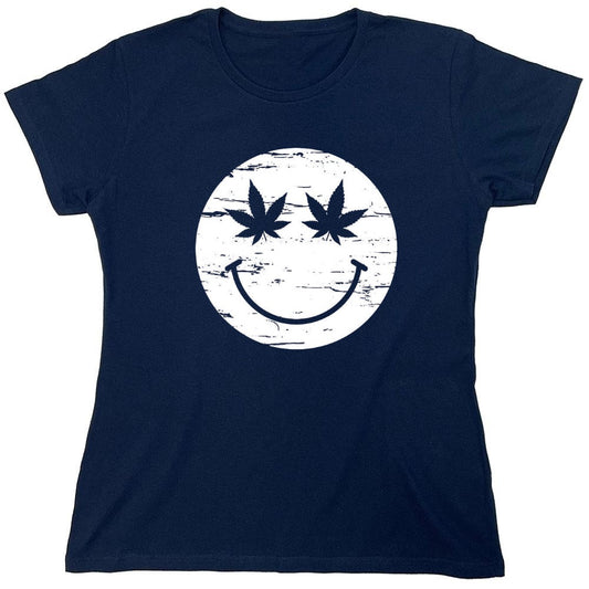 Funny T-Shirts design "Weed Smile Face  T-Shirt - Womens"