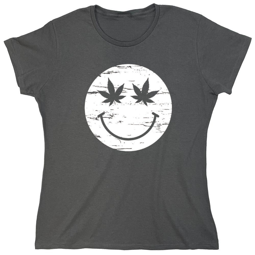 Funny T-Shirts design "Weed Smile Face  T-Shirt - Womens"