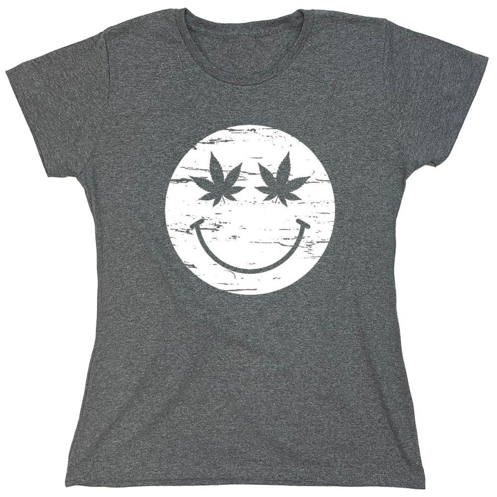 Funny T-Shirts design "Weed Smile Face  T-Shirt - Womens"