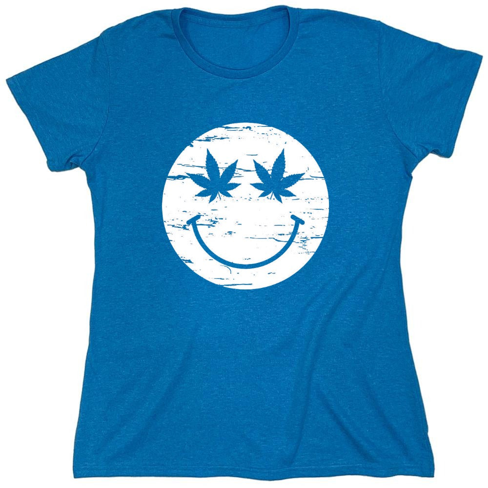 Funny T-Shirts design "Weed Smile Face  T-Shirt - Womens"