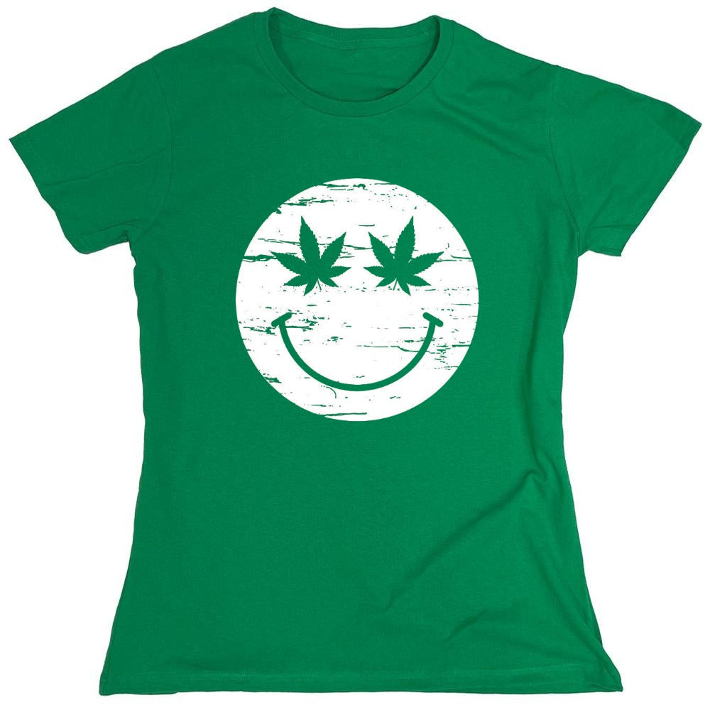 Funny T-Shirts design "Weed Smile Face  T-Shirt - Womens"