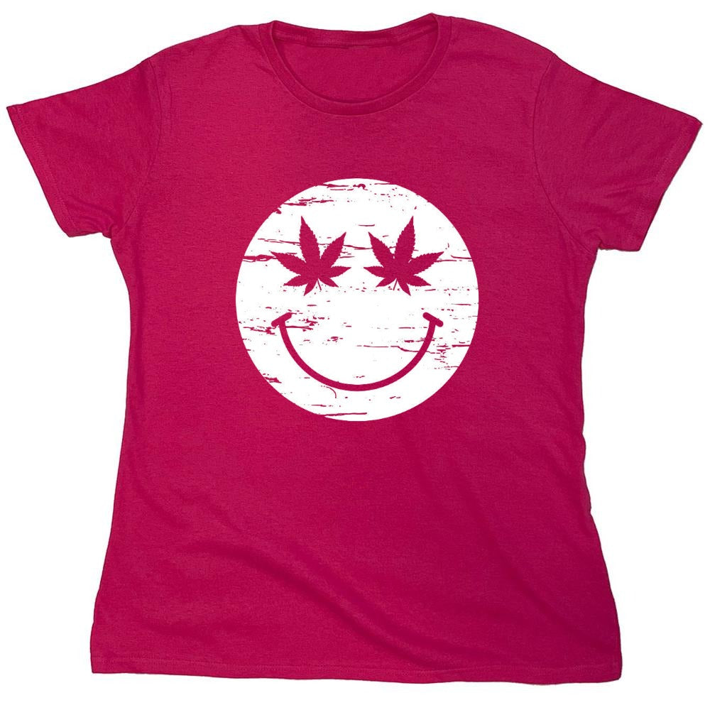 Funny T-Shirts design "Weed Smile Face  T-Shirt - Womens"