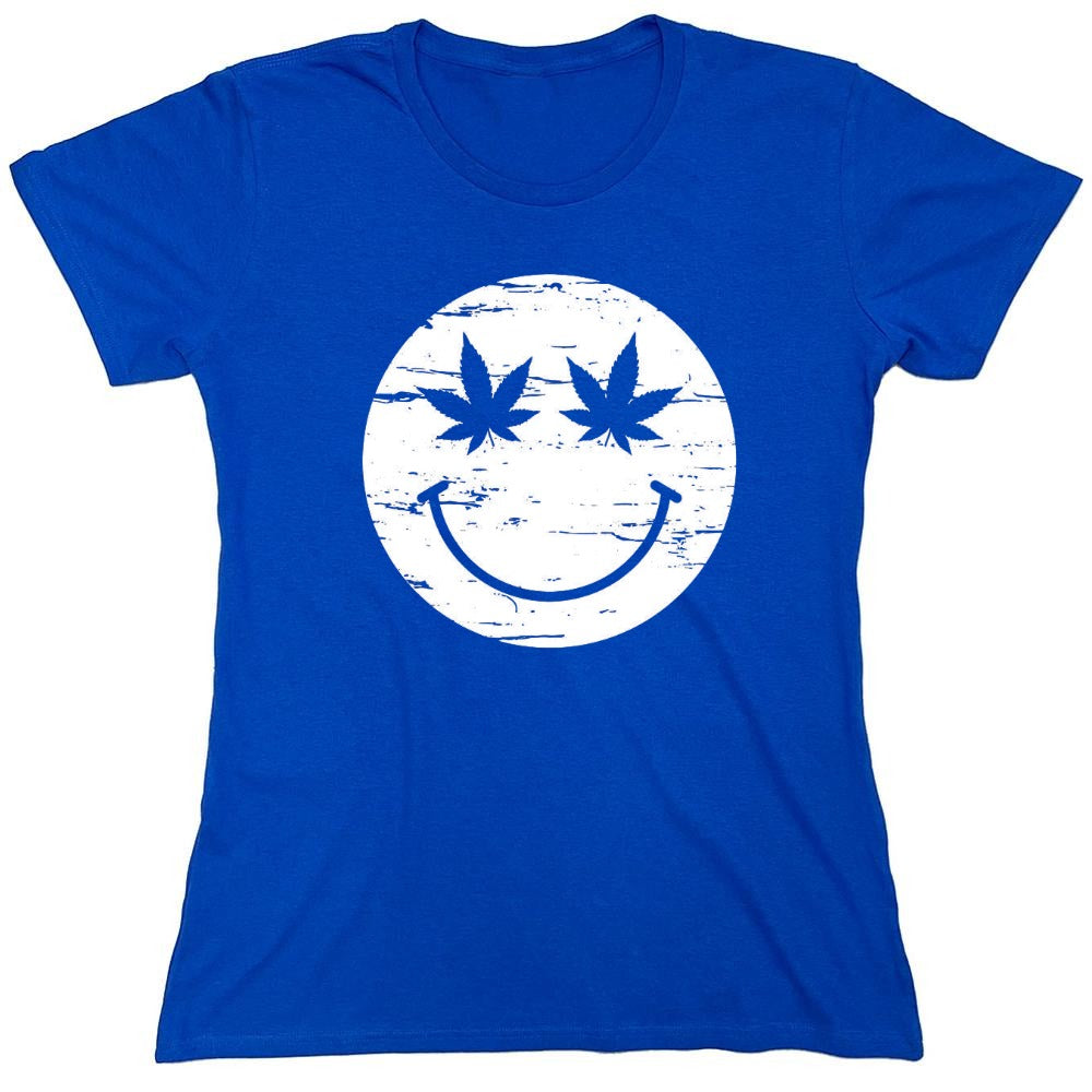 Funny T-Shirts design "Weed Smile Face  T-Shirt - Womens"