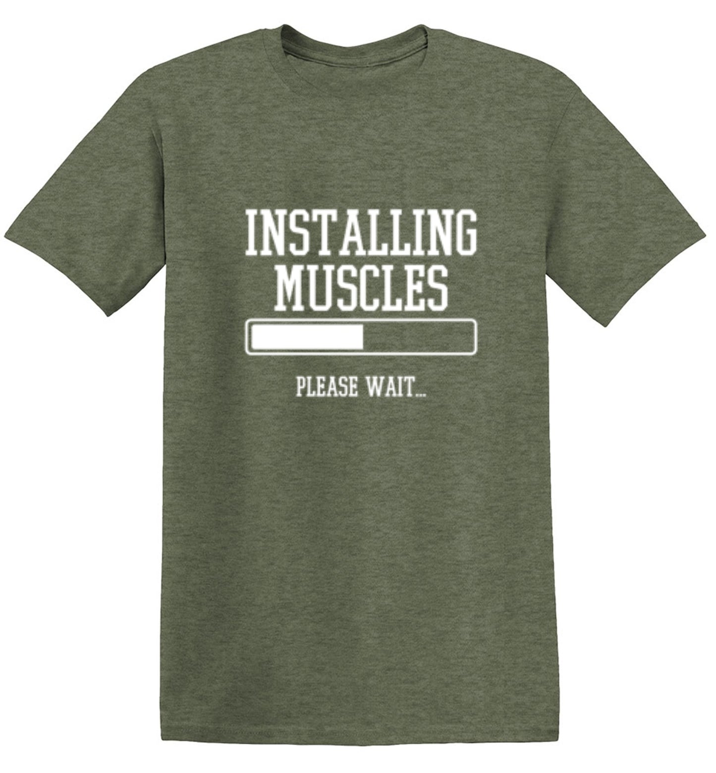 Funny T-Shirts design "Installing Muscles Please Wait.."