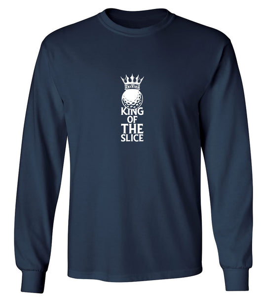 Funny T-Shirts design "King of The Slice, Golfer T-Shirt - Long Sleeve"