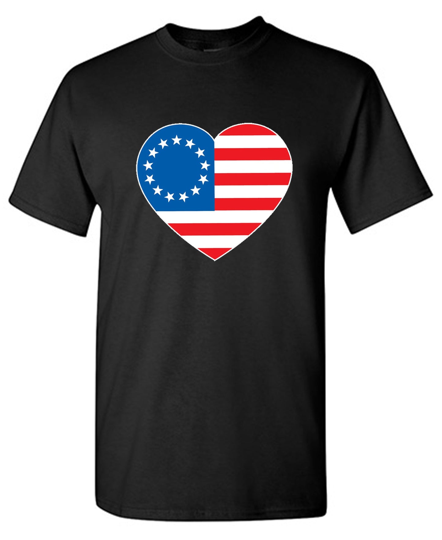 Funny T-Shirts design "Betsy Ross Heart Shaped American Flag - Patriotic T-Shirt"