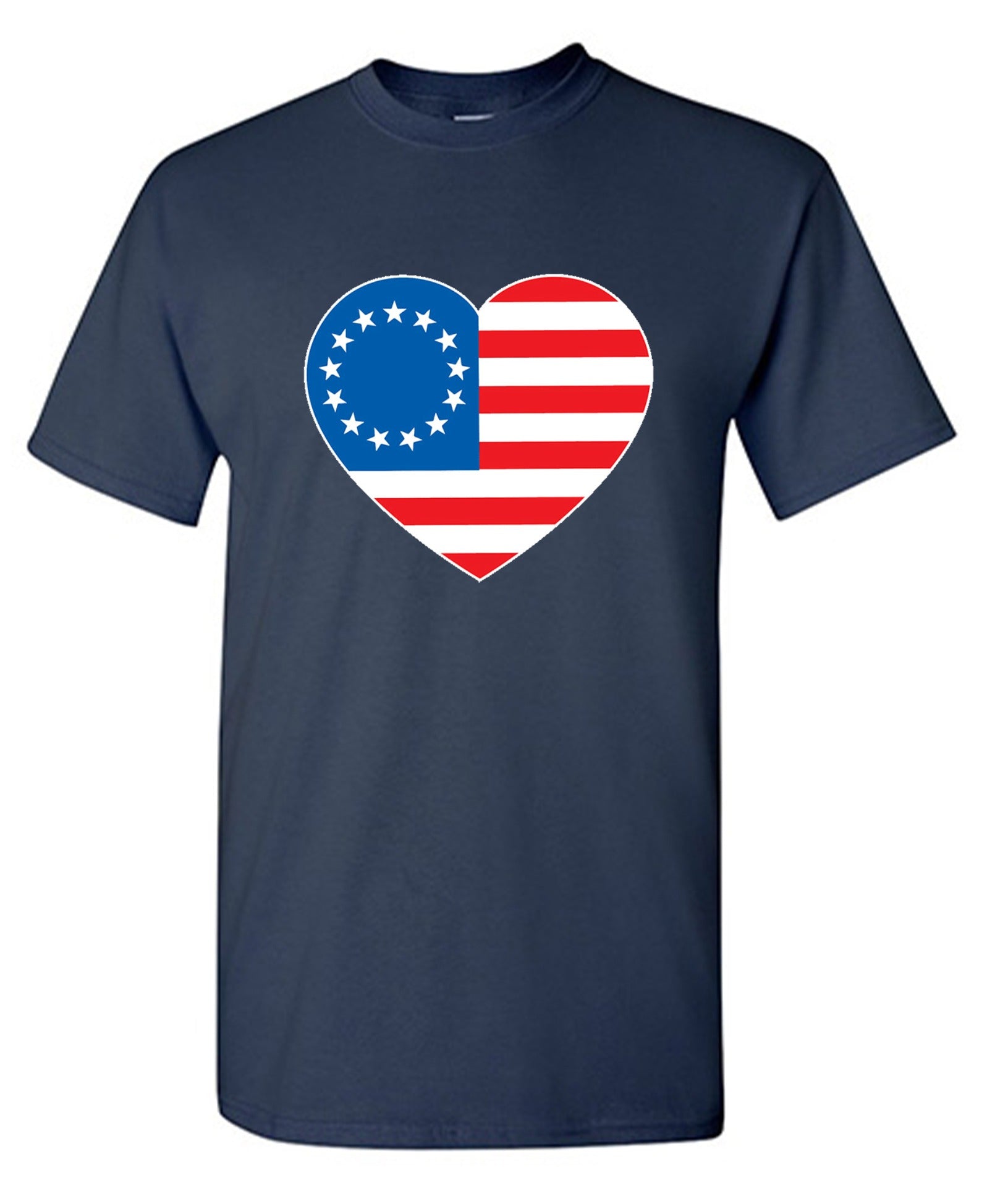 Funny T-Shirts design "Betsy Ross Heart Shaped American Flag - Patriotic T-Shirt"