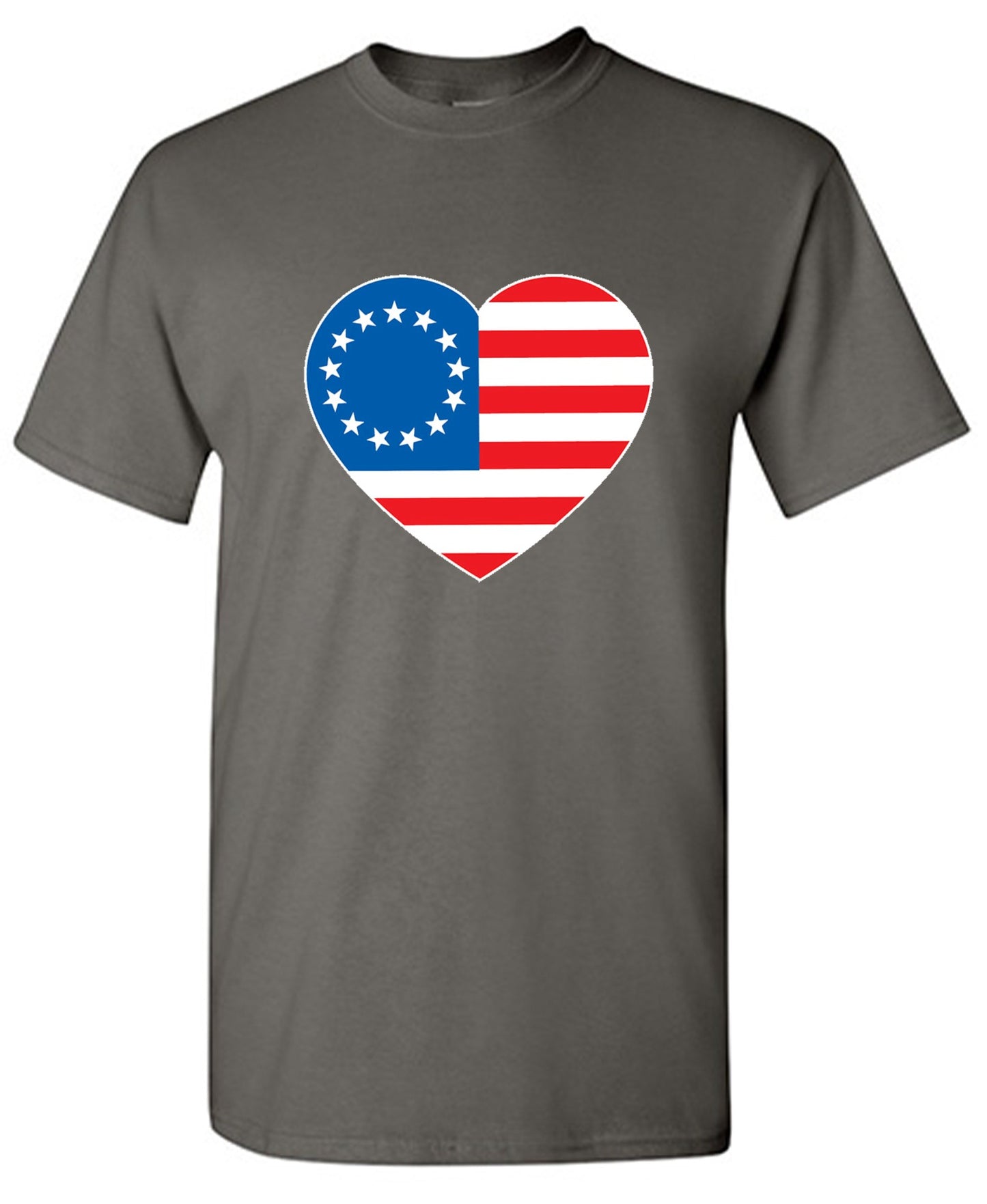 Funny T-Shirts design "Betsy Ross Heart Shaped American Flag - Patriotic T-Shirt"