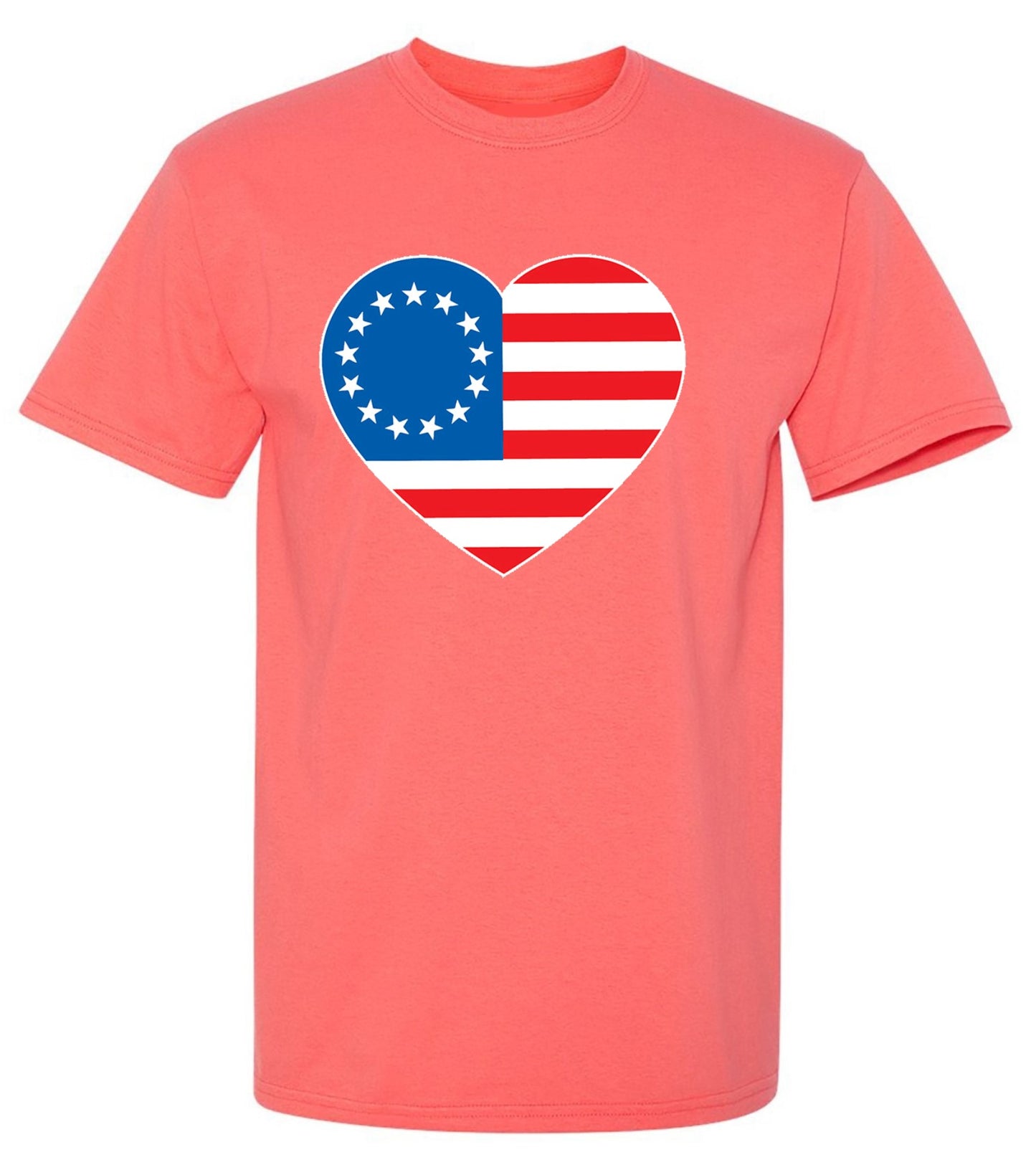 Funny T-Shirts design "Betsy Ross Heart Shaped American Flag - Patriotic T-Shirt"