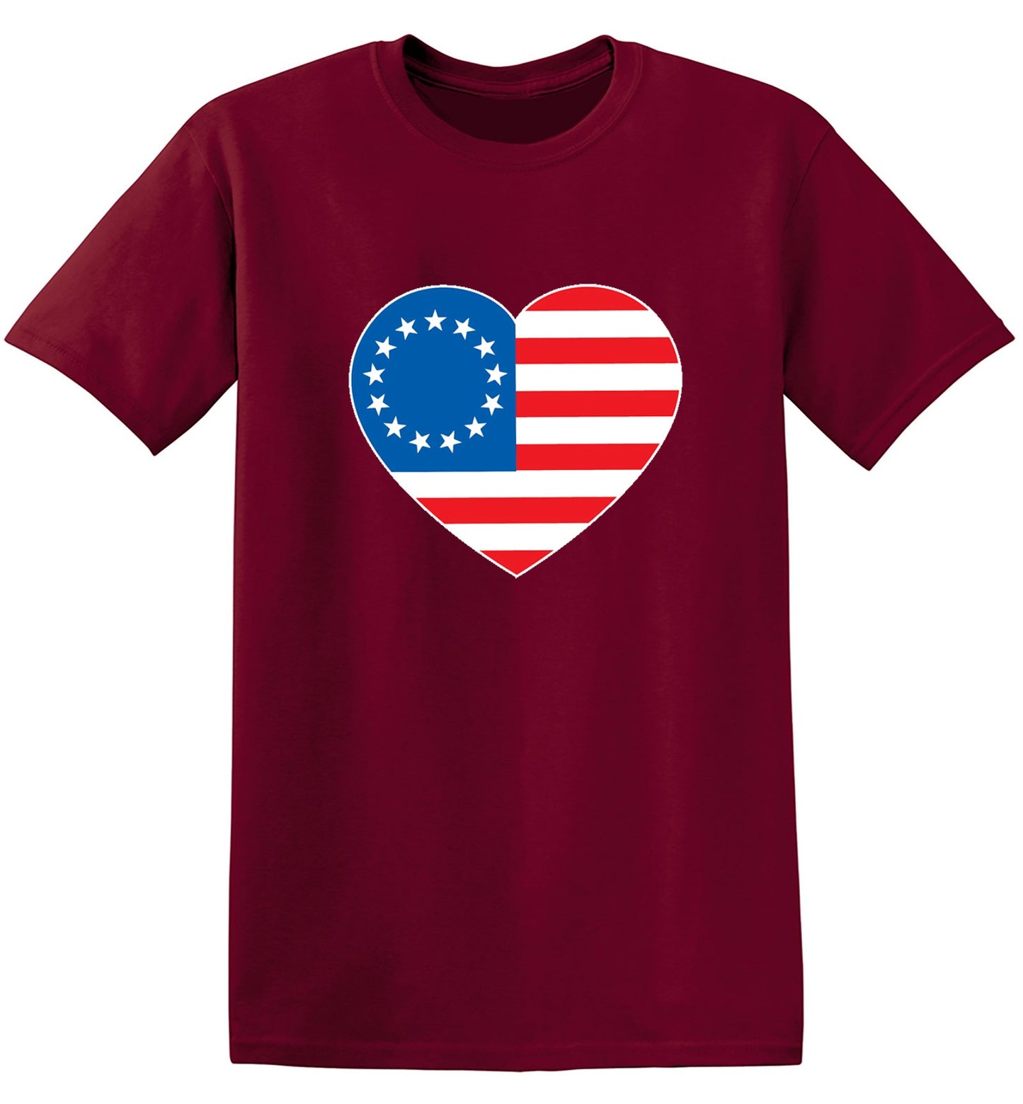 Funny T-Shirts design "Betsy Ross Heart Shaped American Flag - Patriotic T-Shirt"