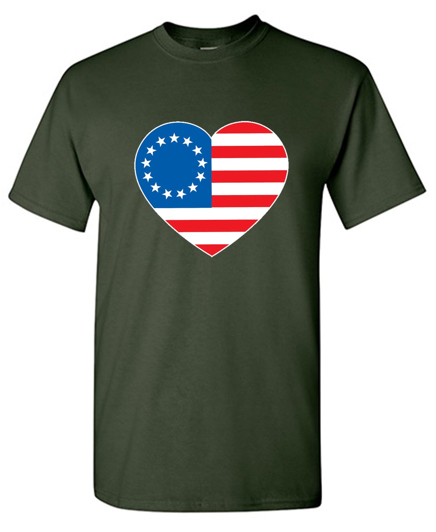 Funny T-Shirts design "Betsy Ross Heart Shaped American Flag - Patriotic T-Shirt"