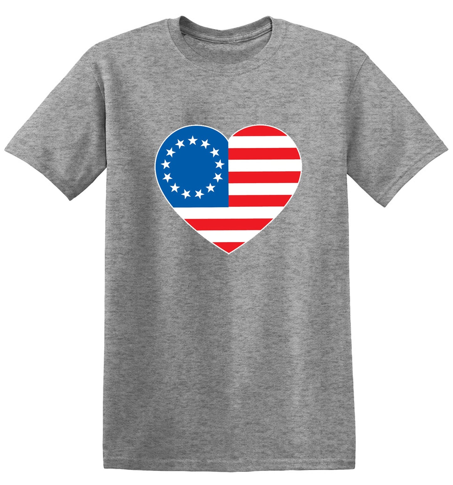 Funny T-Shirts design "Betsy Ross Heart Shaped American Flag - Patriotic T-Shirt"