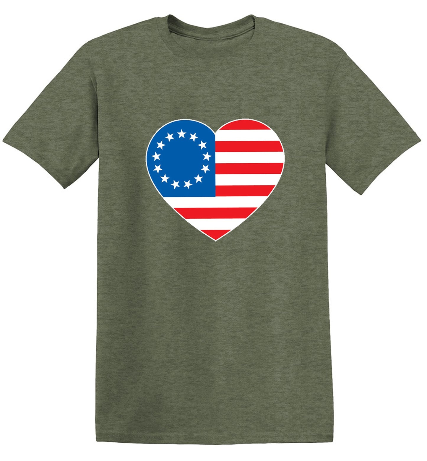Funny T-Shirts design "Betsy Ross Heart Shaped American Flag - Patriotic T-Shirt"