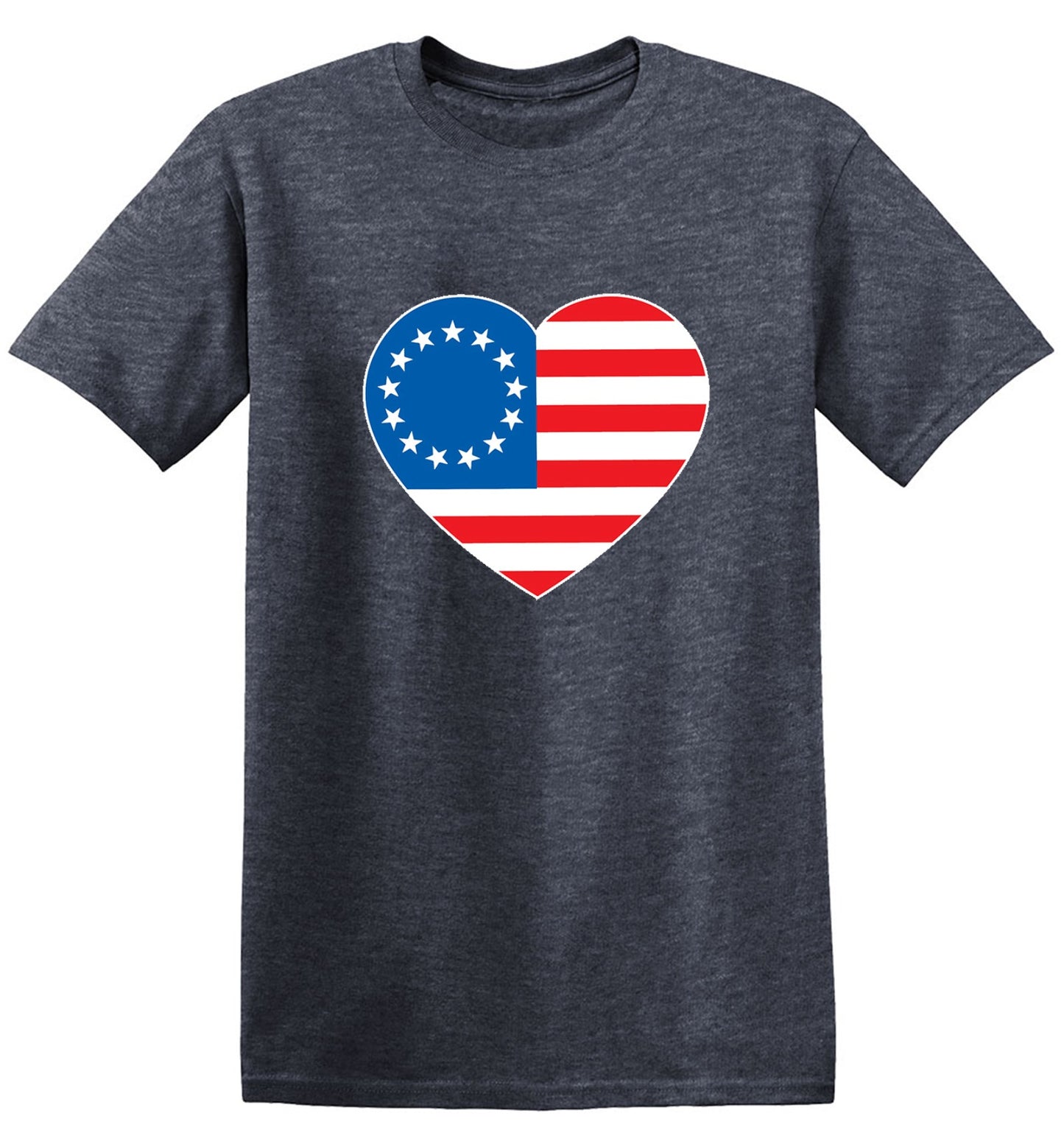 Funny T-Shirts design "Betsy Ross Heart Shaped American Flag - Patriotic T-Shirt"
