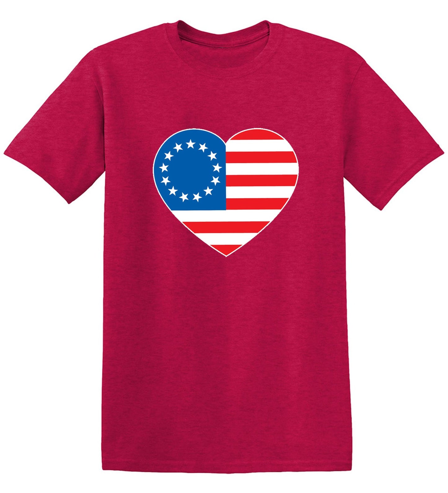 Funny T-Shirts design "Betsy Ross Heart Shaped American Flag - Patriotic T-Shirt"