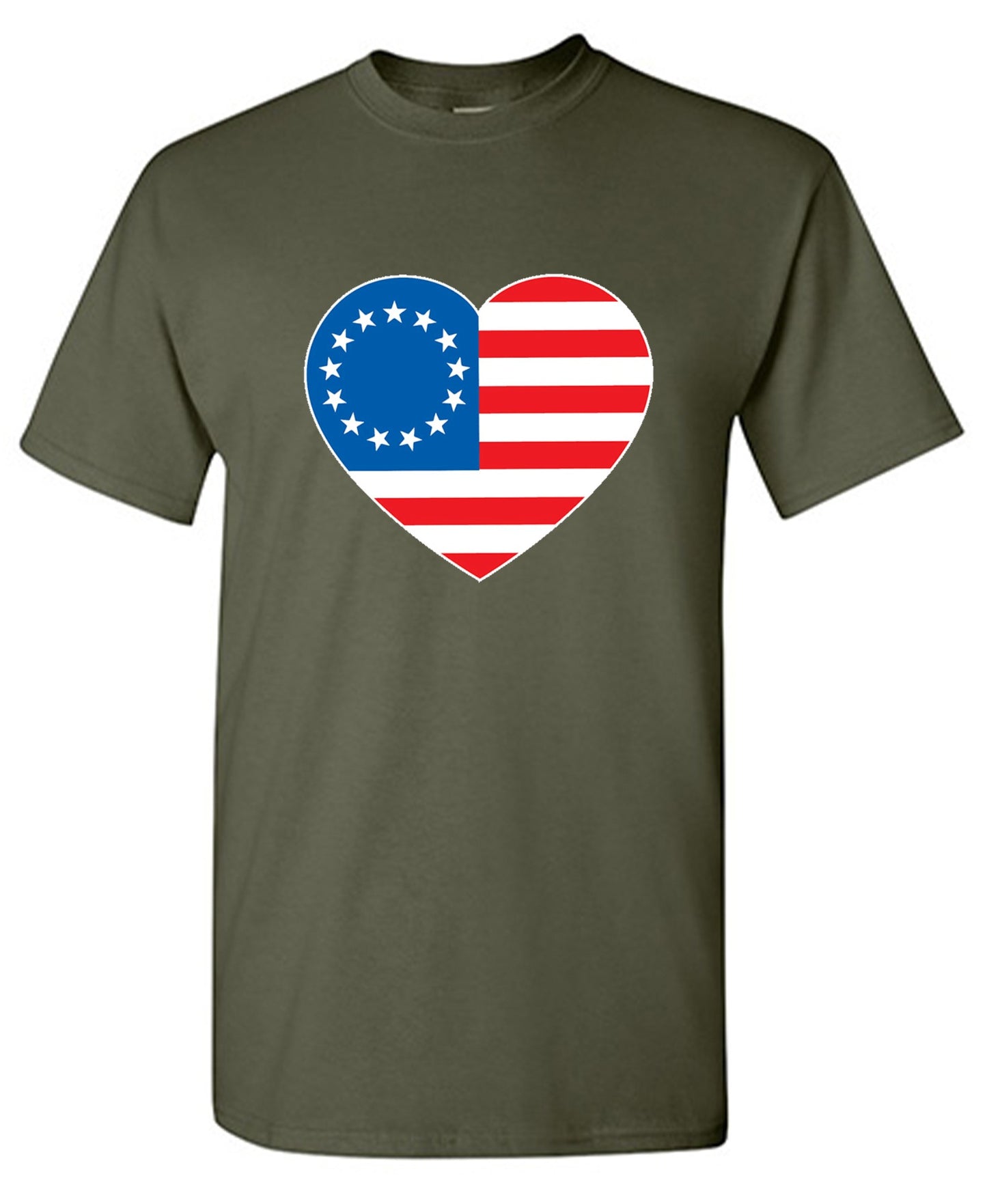 Funny T-Shirts design "Betsy Ross Heart Shaped American Flag - Patriotic T-Shirt"