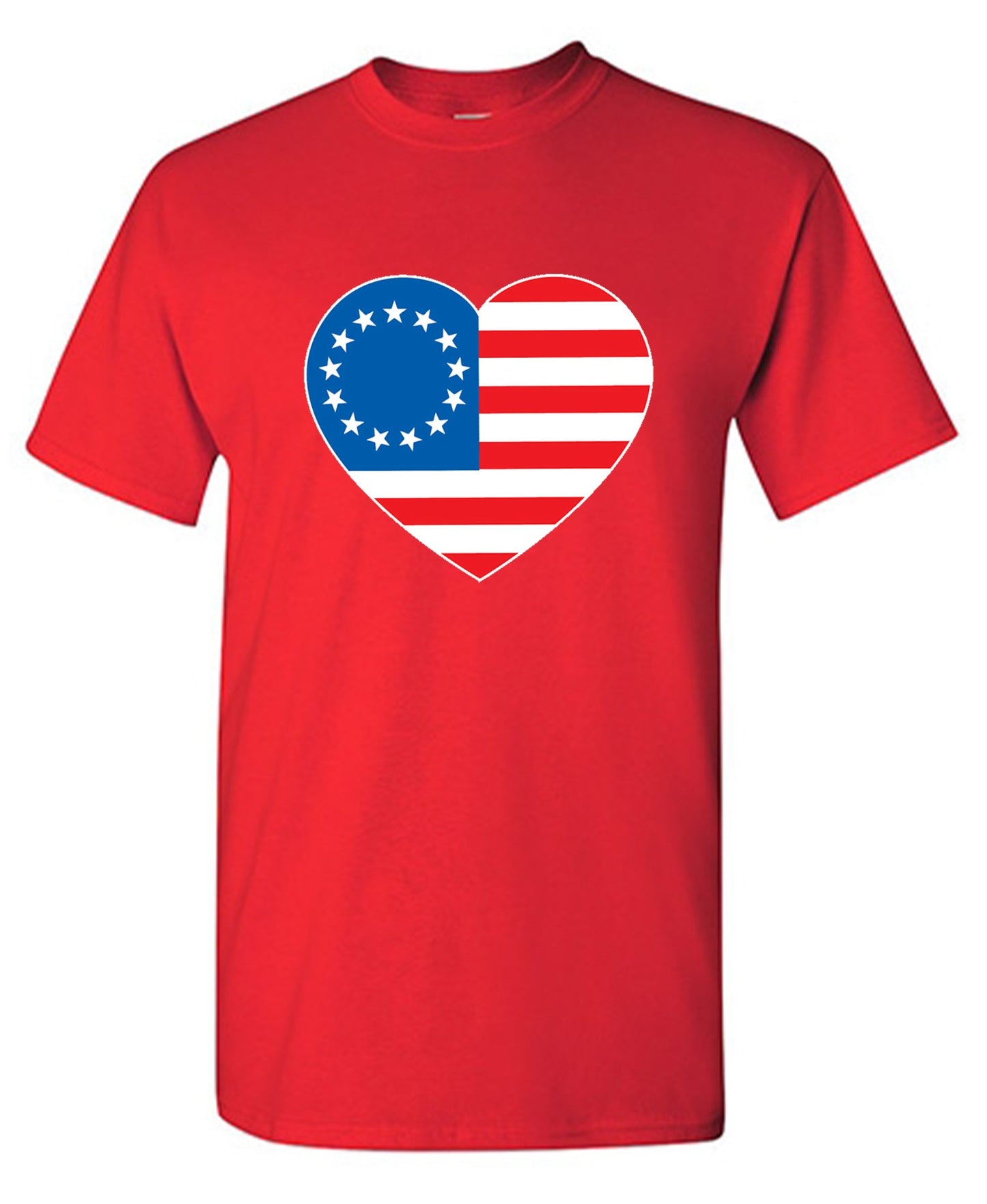 Funny T-Shirts design "Betsy Ross Heart Shaped American Flag - Patriotic T-Shirt"